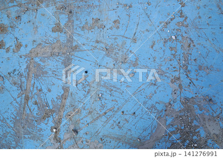 Blue paint surface with many scratches Blue paint surface with many scratches 141276991