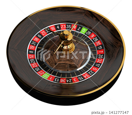 Roulette Wheel on White Background - Side View - 3D illustration Roulette Wheel on White Background - Side View - 3D illustration 141277147