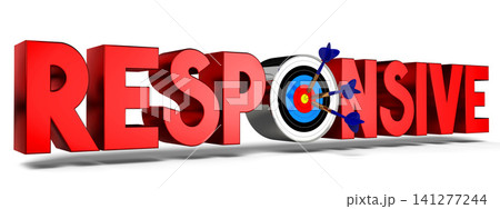 Responsive concept - dartboard with arrows, white background - 3D illustration Responsive concept - dartboard with arrows, white background - 3D illustration 141277244