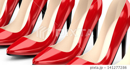 Red high heel shoes - 3D illustration 141277286