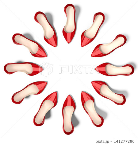 Red high heel shoes - 3D illustration Red high heel shoes - 3D illustration 141277290