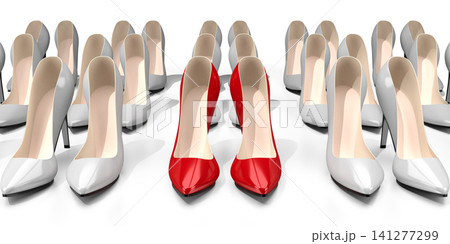 Red high heel shoes - 3D illustration Red high heel shoes - 3D illustration 141277299
