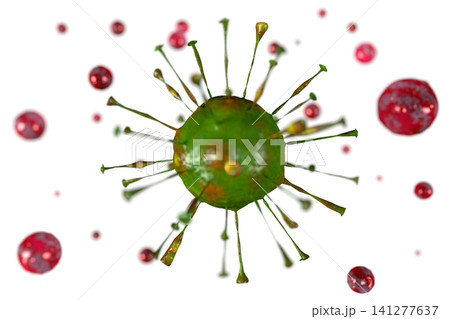 Single virus cell isolated on white background - 3D illustration Single virus cell isolated on white background - 3D illustration 141277637