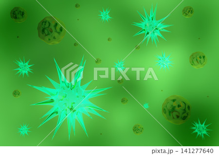 Many virus cells - 3D illustration Many virus cells - 3D illustration 141277640