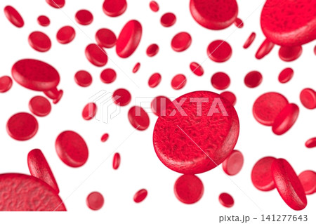 Red blood cells on white background - 3D illustration Red blood cells on white background - 3D illustration 141277643