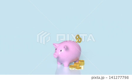Pink Piggy Bank with Golden Coins for Smart Financial Saving 3d render. Pink Piggy Bank with Golden Coins for Smart Financial Saving 3d render. 141277798