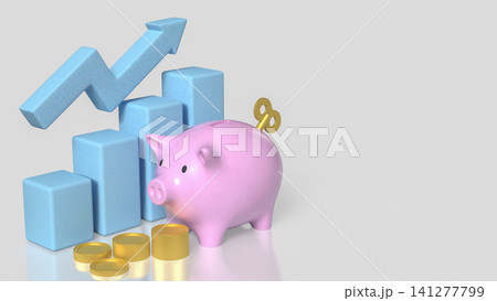 Piggy Bank Investment Growth and Smart Financial Success Concept 3d render. 141277799