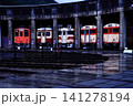 雨の旧津山機関区に佇む国鉄型車両たち(キハ33形、キハ52形、キハ181形、キハ58形) 141278194