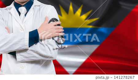 Antiguan and Barbudan national health system, Medical professional holding sthetoscope isolated 141278267