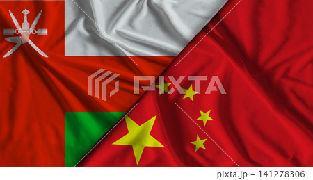 Bilateral relations between Oman and China. Flag of Oman and China 141278306