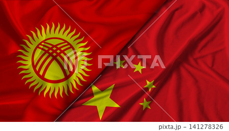 Bilateral relations between Kyrgyzstan and China. Flag of Kyrgyzstan and China 141278326