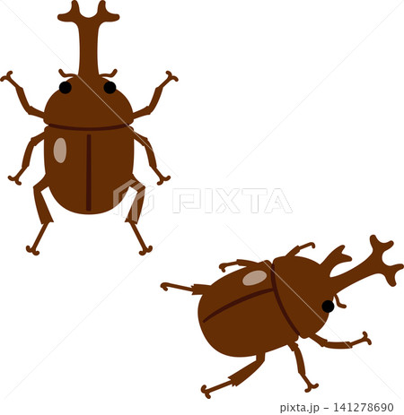 上から見たオスのカブト虫のデフォルメイラスト 上から見たオスのカブト虫のデフォルメイラスト 141278690