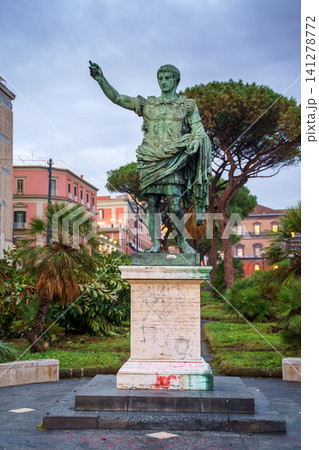 NAPLES, ITALY - NOV 5, 2018 - The statue of Octavian Augustus or Statue d'Auguste emperor in Naples NAPLES, ITALY - NOV 5, 2018 - The statue of Octavian Augustus or Statue d'Auguste emperor in Naples 141278772