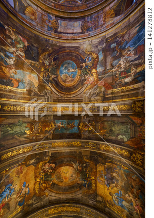 VALLETTA, MALTA - NOVEMBER 12, 2018 - The Church of Our Lady of Victory altar and ceiling interior 141278812