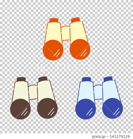Binoculars icon set of 3 colors (Birdwatching, Outdoors, Travel, Simple Illustration Material) 141279129