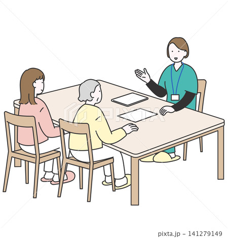 訪問看護の説明・相談をする看護師のイメージイラスト 訪問看護の説明・相談をする看護師のイメージイラスト 141279149