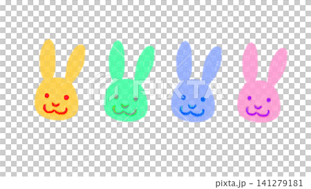 カラフルな可愛いウサギのイラスト カラフルな可愛いウサギのイラスト 141279181