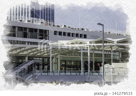 水彩画風 広島駅新幹線口 広島県広島市 水彩画風 広島駅新幹線口 広島県広島市 141279515