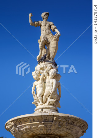 MESSINA, ITALY - NOVEMBER 06, 2018 - The fountain of Orion on Piazza del Duomo and its details MESSINA, ITALY - NOVEMBER 06, 2018 - The fountain of Orion on Piazza del Duomo and its details 141279714
