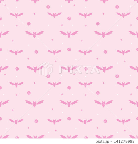 Cute Kawaii Pastel Rose Pink Halloween Bat Seamless Pattern Cute Kawaii Pastel Rose Pink Halloween Bat Seamless Pattern 141279988