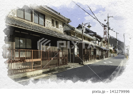 水彩画風 子守唄の里高屋 子守唄の里ロード 岡山県井原市 水彩画風 子守唄の里高屋 子守唄の里ロード 岡山県井原市 141279996
