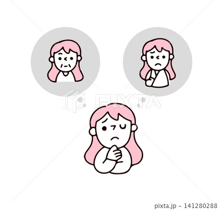怪我や老後を不安に思う若い女性のイラスト 怪我や老後を不安に思う若い女性のイラスト 141280288