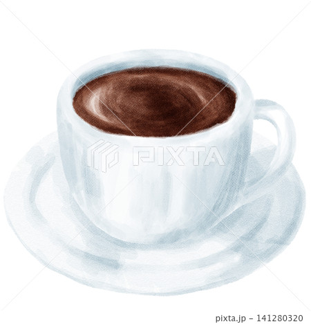 水彩で描いたコーヒー ソーサー付き 水彩で描いたコーヒー ソーサー付き 141280320