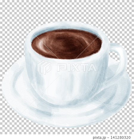 水彩で描いたコーヒー ソーサー付き 水彩で描いたコーヒー ソーサー付き 141280320