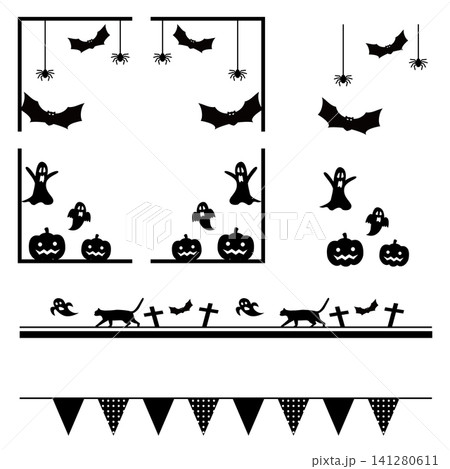 ハロウィン モノクロフレームシリーズのアイテムセット ハロウィン モノクロフレームシリーズのアイテムセット 141280611