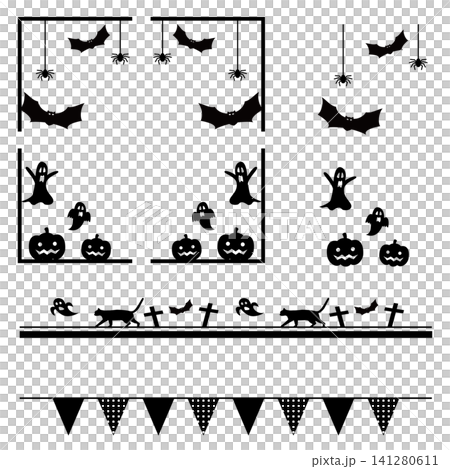ハロウィン モノクロフレームシリーズのアイテムセット ハロウィン モノクロフレームシリーズのアイテムセット 141280611