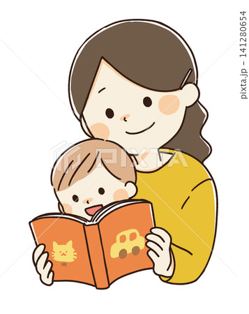 絵本を読む親子のイラスト 絵本を読む親子のイラスト 141280654