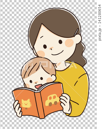 Illustration of a parent and child reading a picture book Illustration of a parent and child reading a picture book 141280654