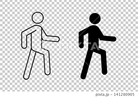 Line art icons and pictograms of people walking Line art icons and pictograms of people walking 141280905