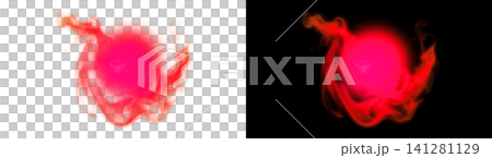 A transparent background with a glowing red energy orb and swirling smoke effect. A transparent background with a glowing red energy orb and swirling smoke effect. 141281129