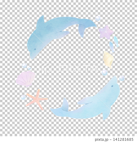 柔和的水彩海洋生物插圖 141281685
