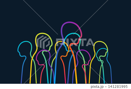 abstract colorful people silhouettes on dark background 141281995