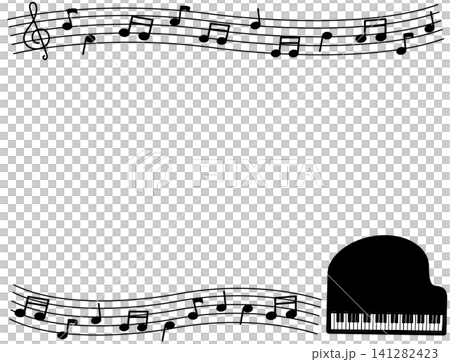 Simple frame illustration of musical notes and a piano Simple frame illustration of musical notes and a piano 141282423