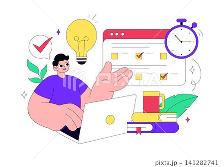 Online Test Vector Illustration Featuring Digital Exam, E Learning Assessment, Online Quiz, Remote Education, Knowledge Check, and Virtual Classroom Online Test Vector Illustration Featuring Digital Exam, E Learning Assessment, Online Quiz, Remote Education, Knowledge Check, and Virtual Classroom 141282741