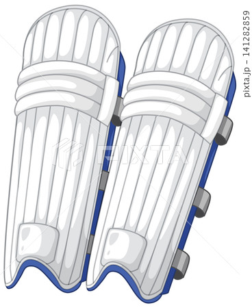 Pair of White Cricket Batting Pads Vector Illustration on White Background Pair of White Cricket Batting Pads Vector Illustration on White Background 141282859