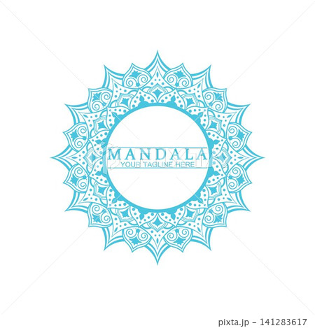 Circle pattern petal Flower Mandala Vector logo template illustration. Colorful template for spiritual retreat or yoga studio,Ornamental business cards,vintage luxury, ornamental decoration 141283617