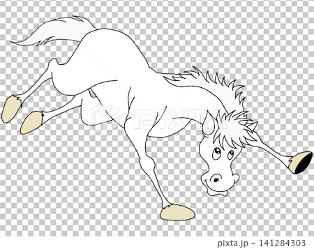 Hand-drawn animal illustration ☆ White horse Hand-drawn animal illustration ☆ White horse 141284303
