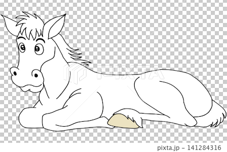Hand-drawn animal illustration ☆ White horse Hand-drawn animal illustration ☆ White horse 141284316