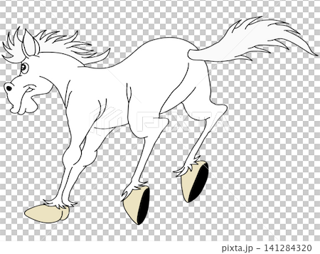 手繪動物插畫☆白馬 141284320