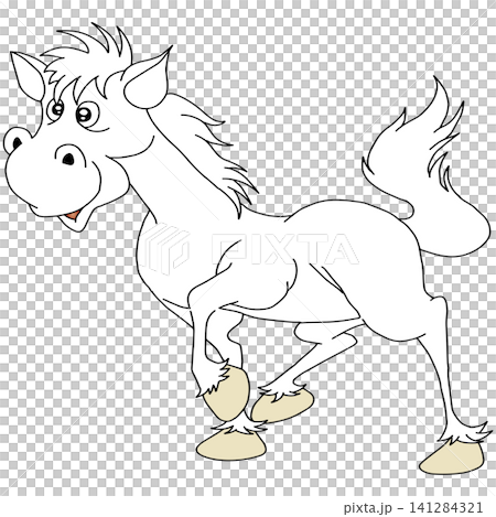 Hand-drawn animal illustration ☆ White horse Hand-drawn animal illustration ☆ White horse 141284321