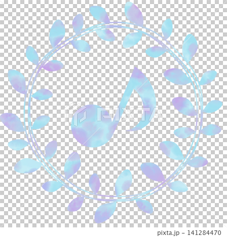 一幅帶有精美水彩圖案的音符圖示插圖。 141284470