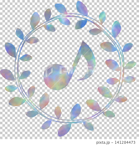 An illustration of a musical note icon with a beautiful watercolor pattern. An illustration of a musical note icon with a beautiful watercolor pattern. 141284473