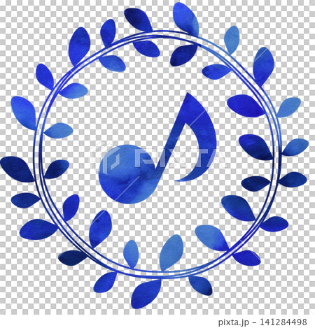 An illustration of a musical note icon with a beautiful watercolor pattern. An illustration of a musical note icon with a beautiful watercolor pattern. 141284498
