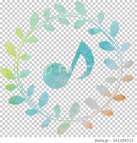 An illustration of a musical note icon with a beautiful watercolor pattern. An illustration of a musical note icon with a beautiful watercolor pattern. 141284515