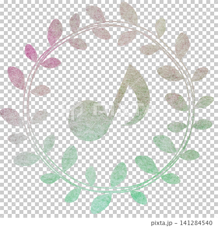 An illustration of a musical note icon with a beautiful watercolor pattern. An illustration of a musical note icon with a beautiful watercolor pattern. 141284540