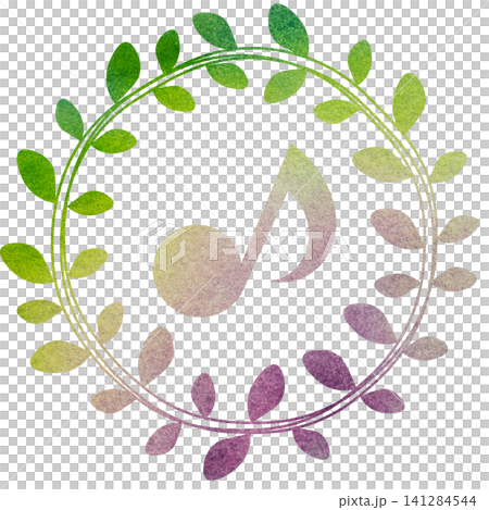 An illustration of a musical note icon with a beautiful watercolor pattern. An illustration of a musical note icon with a beautiful watercolor pattern. 141284544